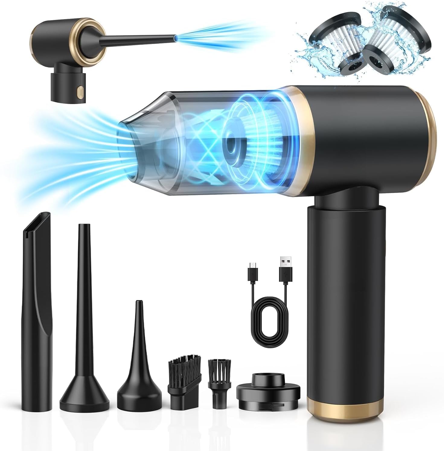 Aspirateur À Main, 4en1 15000pa Aspirateur Voiture Puissant Sans Fil Avec Moteur Sans Brosse, Portable Aspirateur De Table Avec 2 Niveaux D'Aspiration Pour Bureau, Maison, Cuisine, Poils