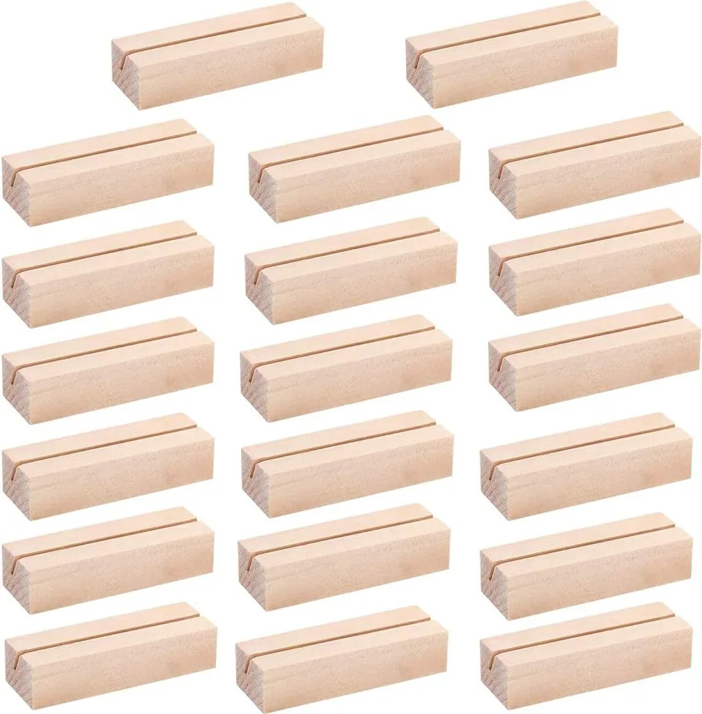 20 Porte-cartes En Bois Pour Numéros De Table, Supports Photo Et Marque-places En Carton Naturel.
