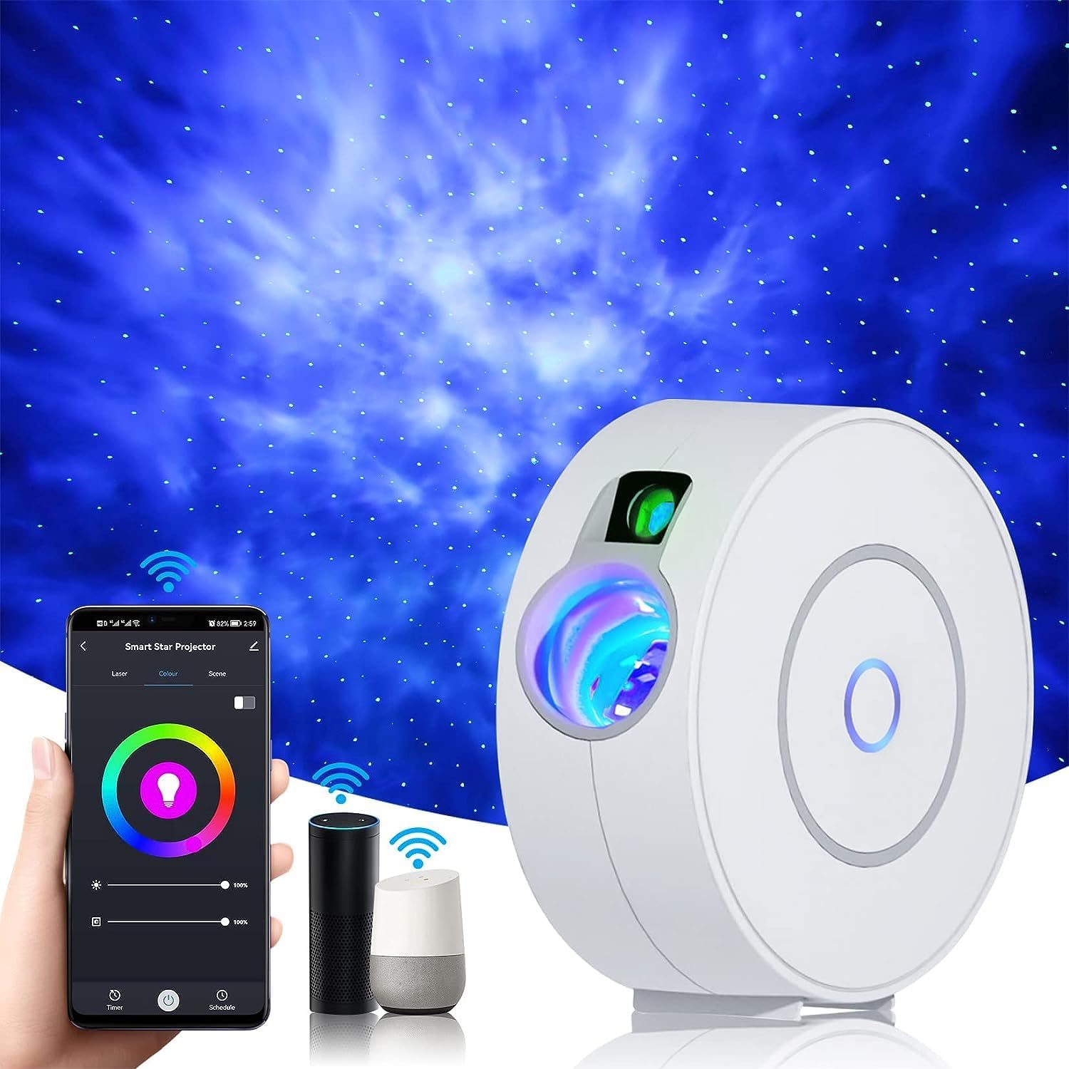 Projector Galaxy Lamp, Home Planetarium Projector With App Control Music Sync 24-hour Timer Mode Adjustable Brightness Nebula For Kids Bedroom Playroom (square)
