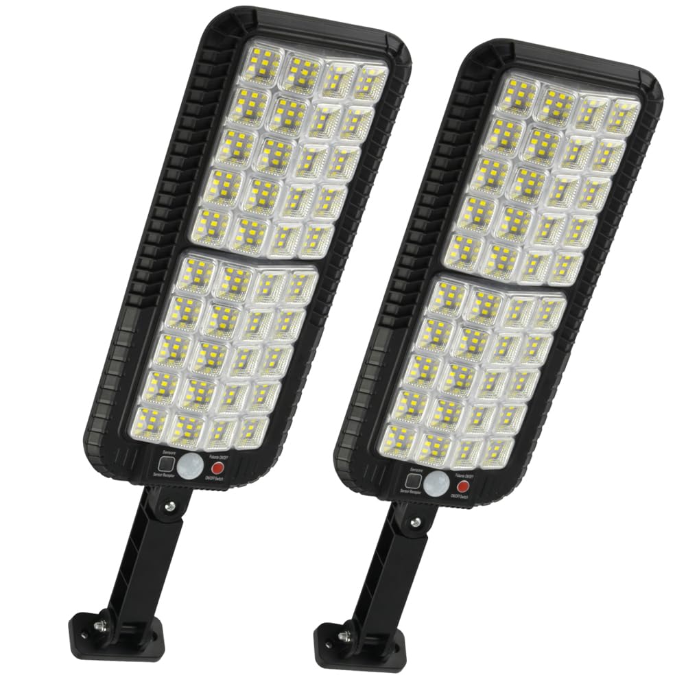 Projecteur Solaire Extérieur À Led 256 Led Avec Détecteur De Mouvement, Étanche Ip65, 3 Modes, Puissant Projecteur Solaire Pour Jardin, 2 Unités
