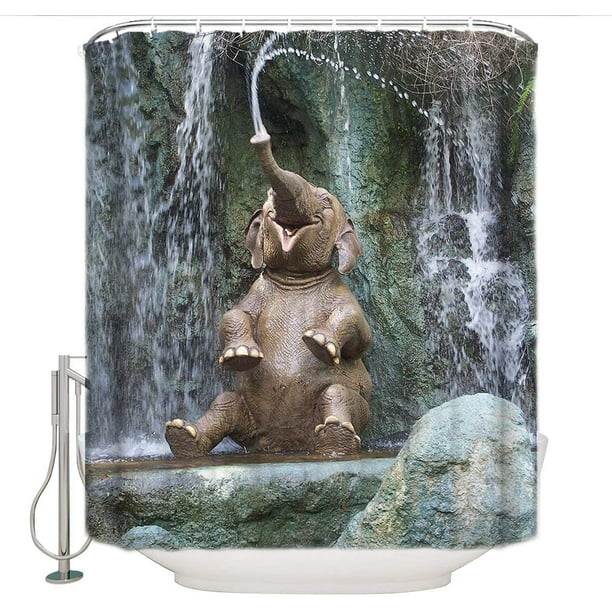 Shower Curtains Elephant Fabric Mildew Proof Shower Curtain