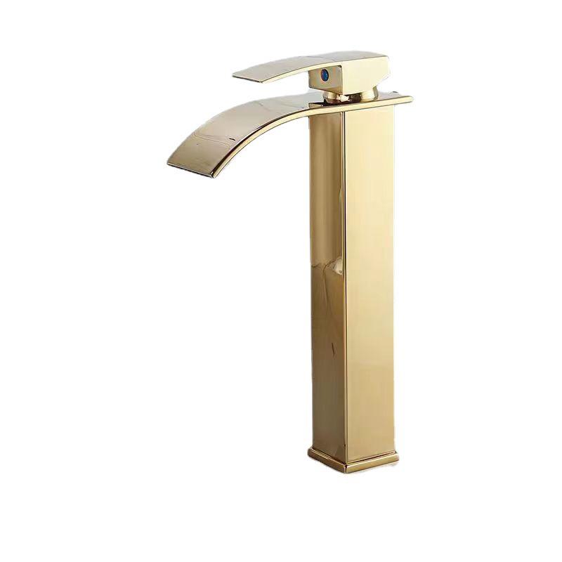 Robinet Cascade En Laque Rehaussée Dorée, Évier De Comptoir Chaud Et Froid, Armoire De Salle De Bains, Robinet Monotrou, Robinet De Lavabo Cascade