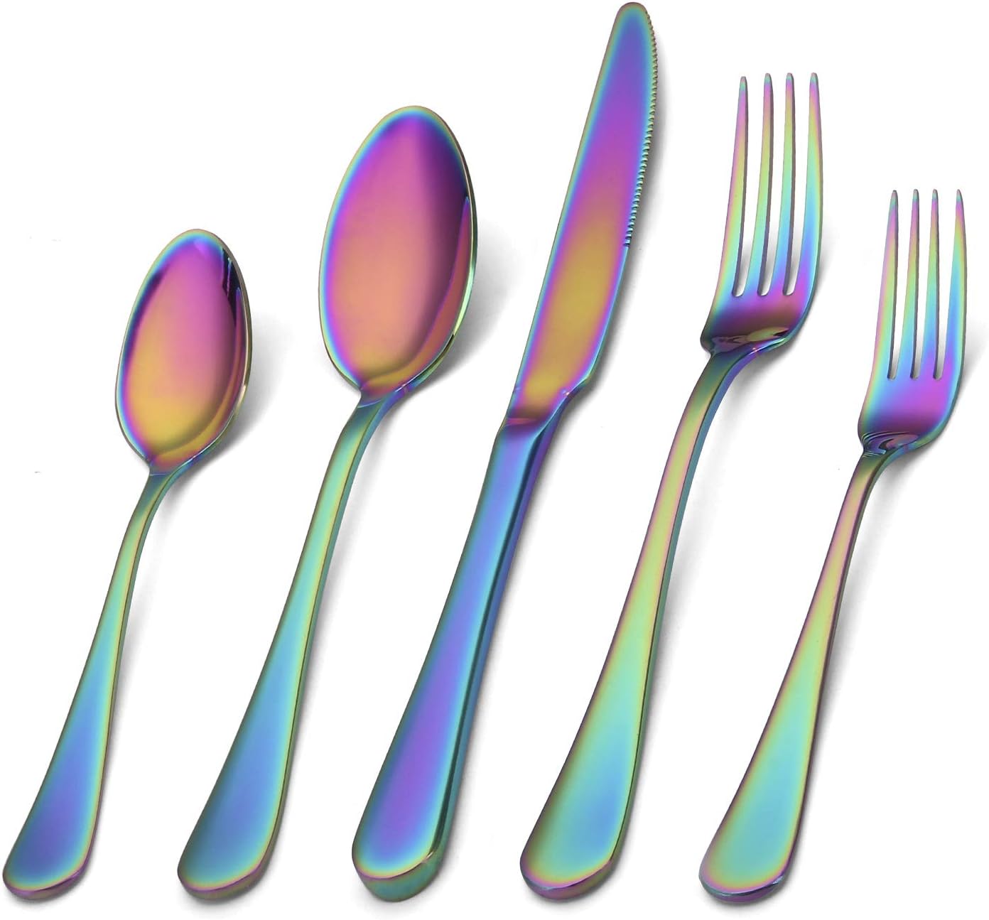 Piece Silver Set, Satin Finish Stainless Steel Cutlery Set, Kitchen Utensil Set Service, Home Restaurant Dinnerware Cutlery Set, Rainbow
