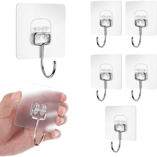 Pcs Grand Crochets Adhesifs Transparent Auto Adhesif 20 Kg (max), Pour Accroche Salle De Bain,cuisine,plafond,accrocher