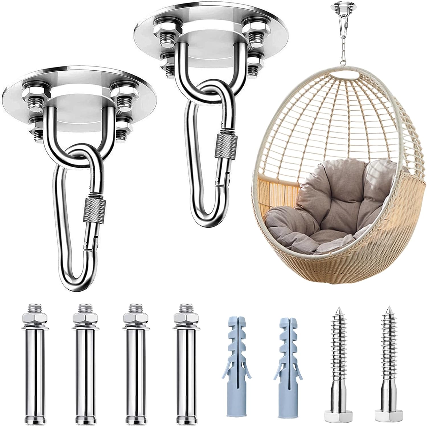 Fixation De Balançoire - Charge Maximale : 400 Kg - 180° En Acier Inoxydable - Pour Crochet De Plafond, Fauteuil Suspendu, Balançoire