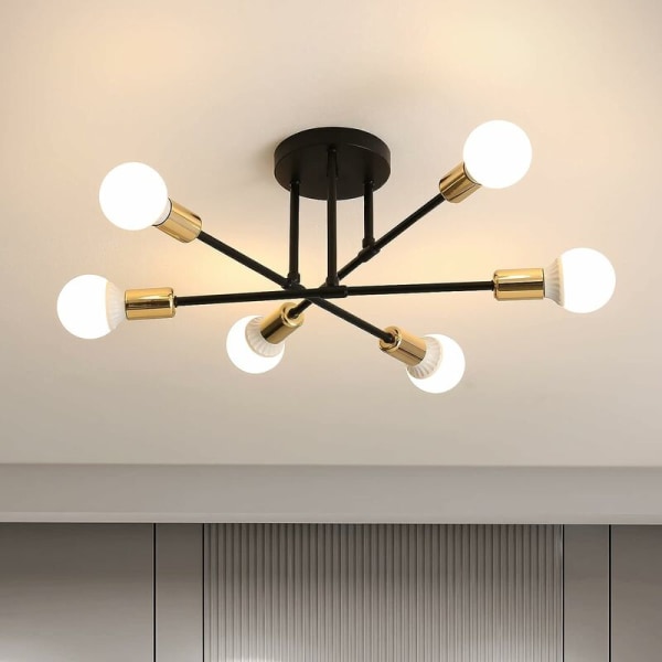 Plafonnier Moderne, Style Vintage, À 6 Lumières, Lustre Industriel E27, Idéal Pour La Cuisine, Le Salon Ou La Chambre, Style Indonésien.