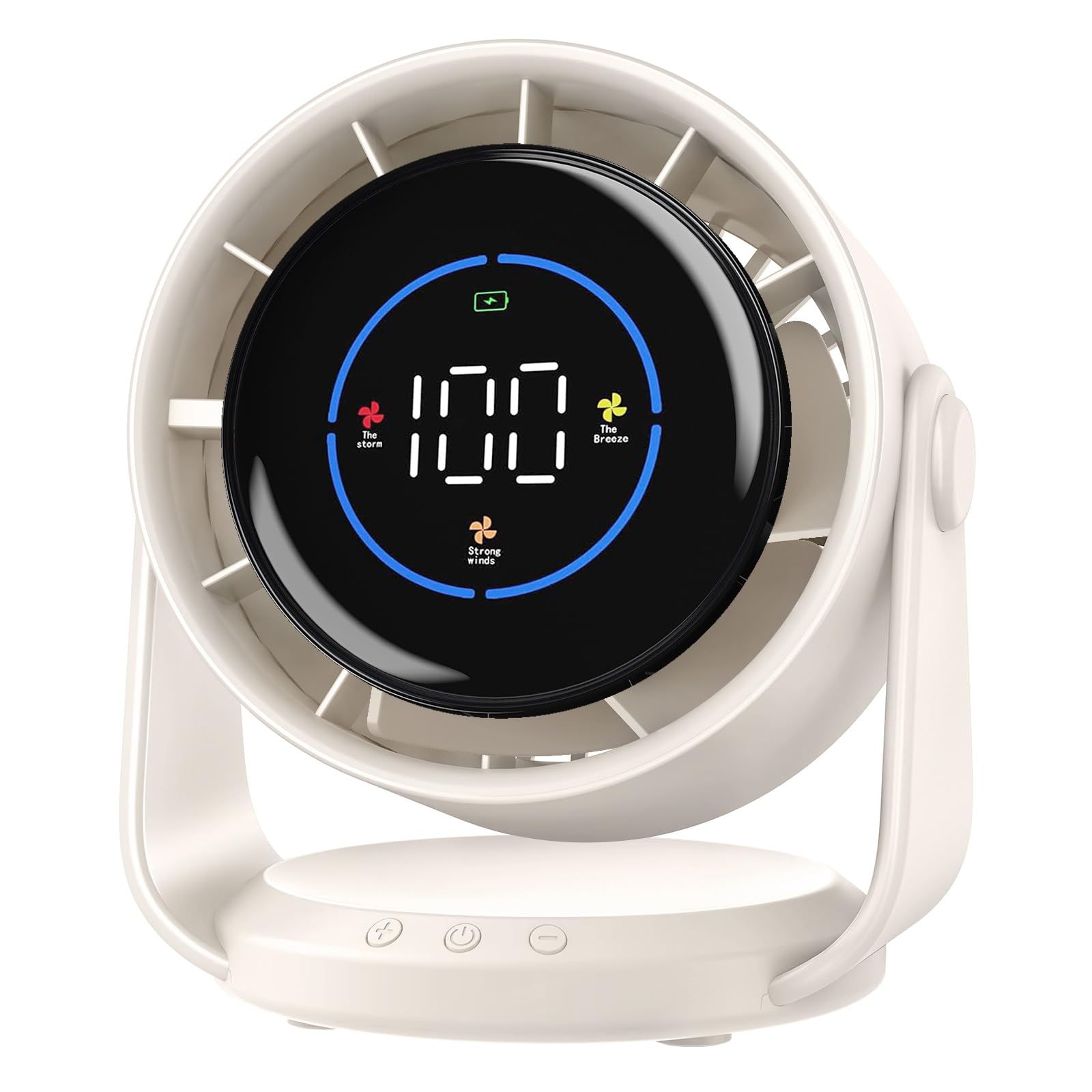 Ventilateur Silencieux Ultra Puissant, Ventilateur De Bureau À 100 Vitesses Et Tête Rotative À 105° Rechargeable Usb, Portable Pour Bureau, Maison, Chambre, Voiture