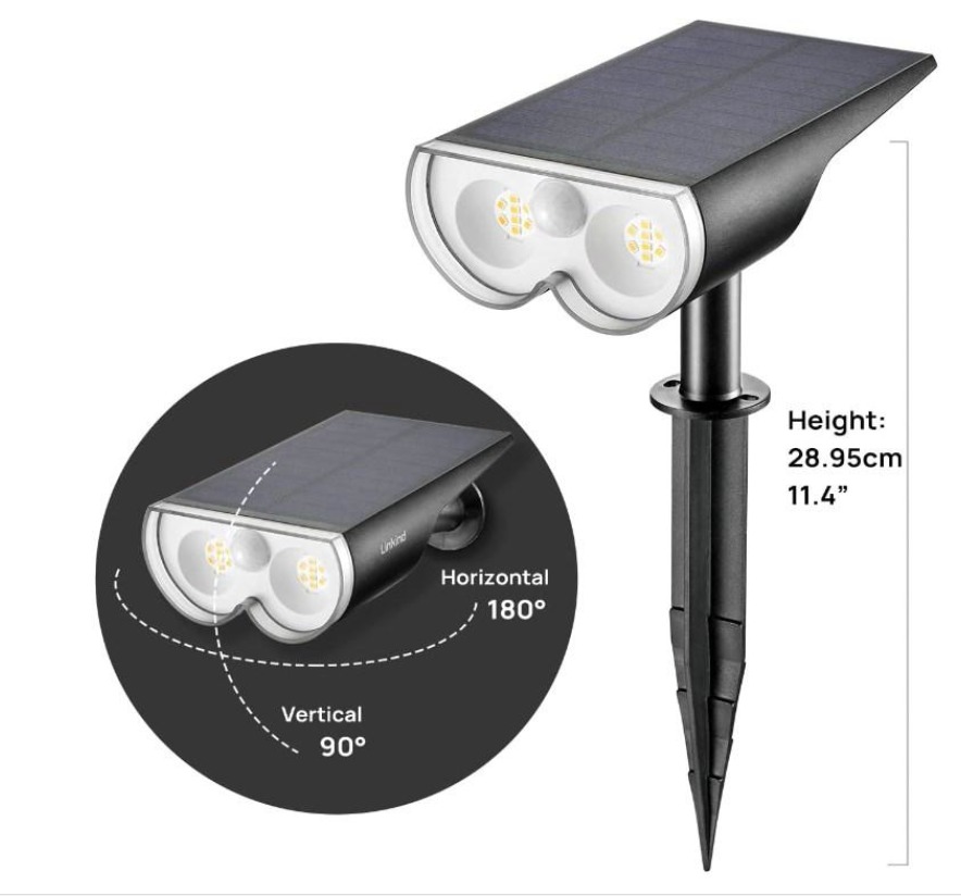 Lampes Solaires Pour L'Extérieur Avec Détecteur De Mouvement, Applique Extérieure Étanche Ip67, 3000k Blanc Chaud 650lm Lampe Solaire Très Lumineuse Pour Jardin, Garage, Lot De 2