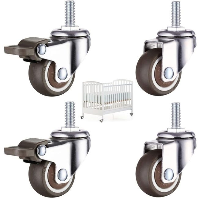 Pièces Roulettes Pour Meubles Roulette Chaise Bureau Roulettes De Filetées M8 X 25mm, 2 Avec Freins + 2 Sans Freins Pivotant Sur 360° (sku Produit : 93818989 Sku Offre : 1029liu19)