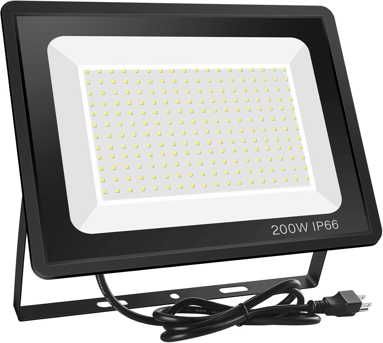 200w Led Flood Light 6000k Daylight White 24,000lm Super Bright Waterproof Ip66 With Plug, Work Light For Parking Lot, Playground, Garden