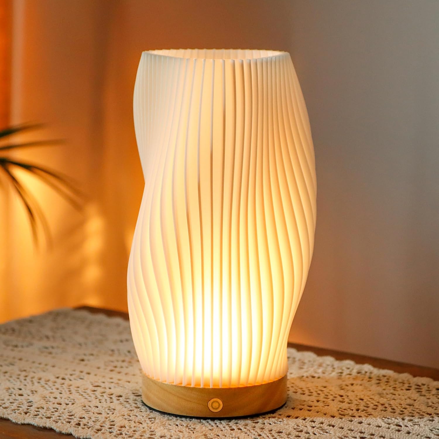 Lampe De Chevet À Contrôle Par Bouton Pour Chambre, Lampe De Table Dimmable Avec Abat-jour En Pla Pour Chambre À Coucher