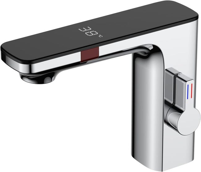 Robinet De Lavabo À Capteur Intelligent, Robinet Mitigeur D'Eau Chaude Et Froide, Robinet Automatique Sans Contact Chromé G1/2