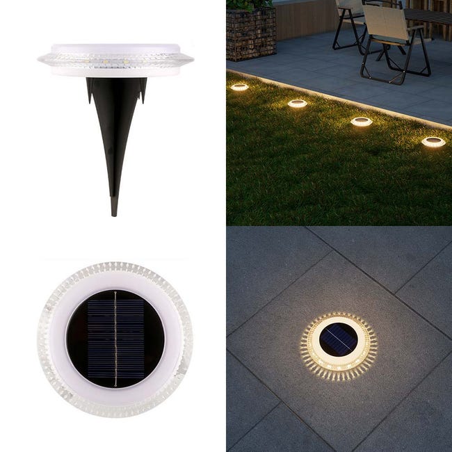 Lumières Solaires Enterrées Led Étanches, Lumière Chaude, Acier Inoxydable, Allumage Automatique Pour Jardin, Terrasse, Pelouse, Allée