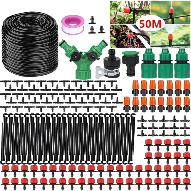 Système D'Irrigation Jardin, 200pcs Kit D'Irrigation Goutte, Kit D'Irrigation Goutte À Goutte Automatique Avec 50m Tuyau, Jardin Pelouse Plantes