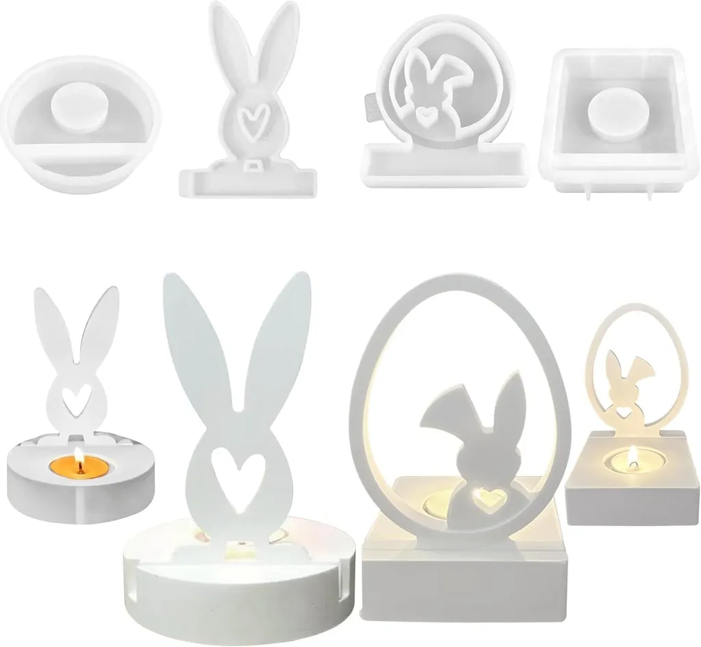 2 Pcs Silikonformen Gießformen,silikonform Ostern,silikonform Kerzenhalter Hase Silikon Gießform Kerzenhalter,silikonform Hase Gießform Ostern,silikonformen Ostern Hase Gießformen Silikon Für Kerzen