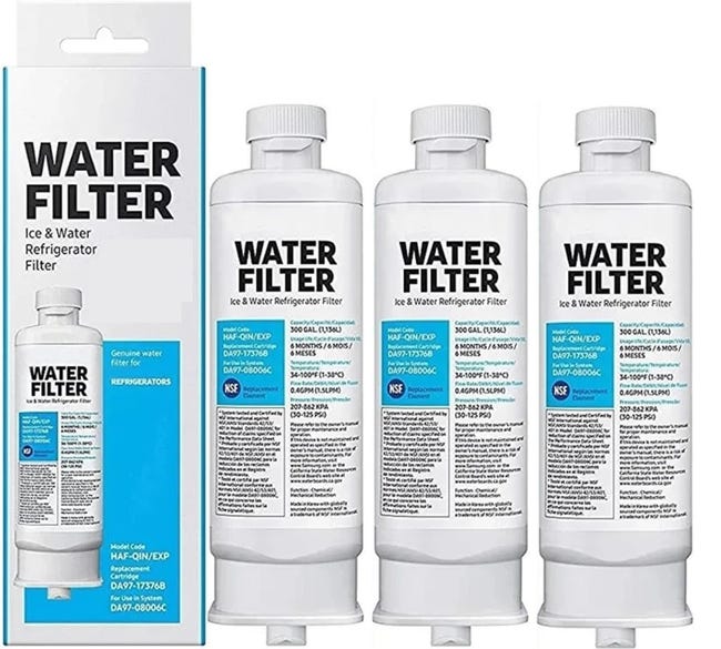 Filtre À Eau De Remplacement Pour Réfrigérateur. Compatible Pour Samsung Da97-17376b, Filtre À Eau Pour Réfrigérateur Haf-qin/exp.(3 Pcs)