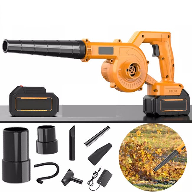 Aspirateur Et Souffleur 2 En 1,souffleur Électrique Sans Fil Portatif, Souffleur De Feuilles Électrique 21v Pour Jardin Et Voiture(1 Batterie Incluse)