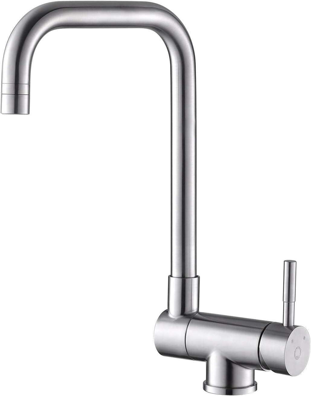 Robinet De Cuisine Pliant Bec Pivotant 360° Robinet D'Évier Pliant Laiton Acier Inoxydable