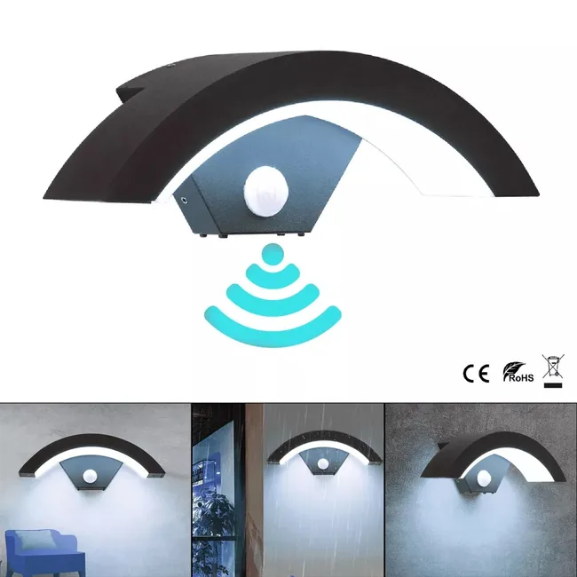 Applique Murale D'Extérieur Avec Capteur, Applique Murale En Aluminium 18w, Étanche Ip65, Lumière Blanc Froid 6000k,orientable À 120°,adaptée Garages