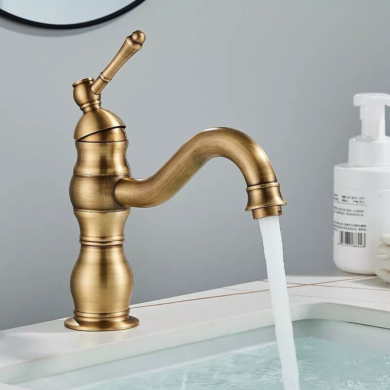 Zamery – Mitigeur De Lavabo Rétro En Laiton – Pivote À 360° – Valve En Céramique – Anticorrosion – Hauteur 20 Cm – Économie D'Eau 30%