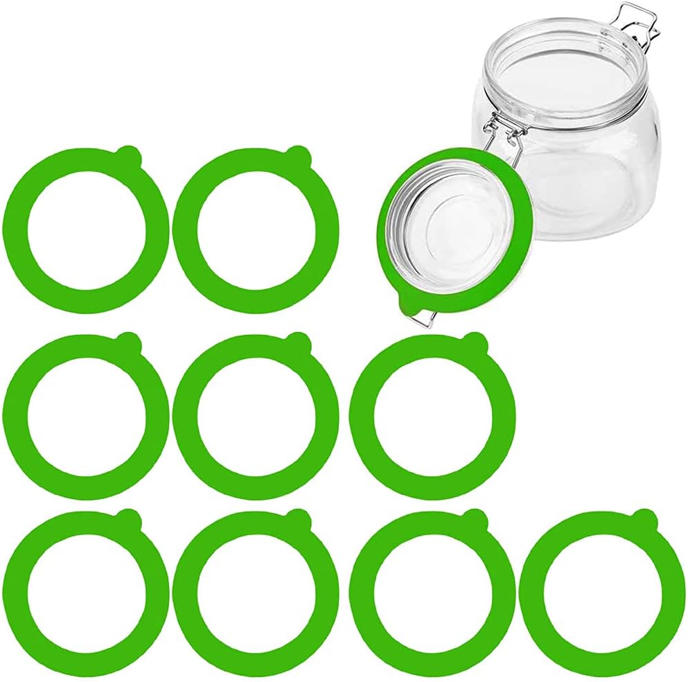 Silicone Replacement Gasket, Airtight Rubber Seals Rings For Mason Jar Lids, Leak-proof Canning Silicone Fitting Seals For Glass Clip Top Jars (green, 10pcs)