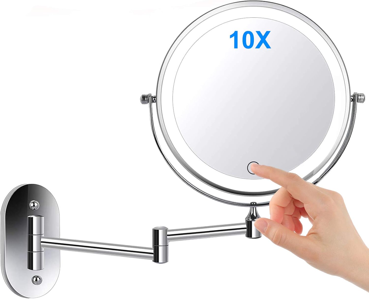 Miroir De Maquillage De Salle De Bain Grossissant X10, Support Mural, Support Mural Double Face De 7 Pouces, Rotation À 360° Et Télescopique