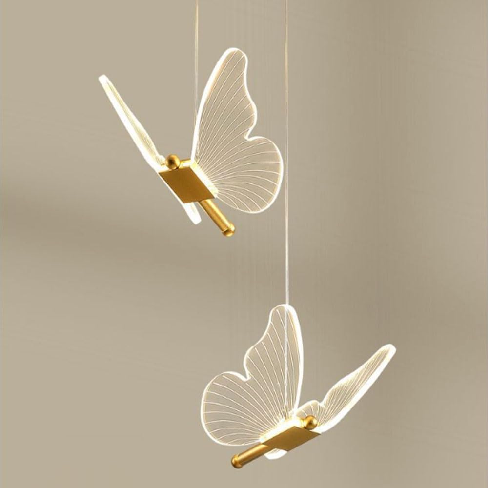 Suspension Led 6w Papillon Créatif Lustre Plafonnier Scandinave Éclairage De Plafond Led Acrylique Luminaire Plafonnier 3000k-6500k Dimmable Pour Chambre D'Enfant Salon Salle À Manger [classe Énergéti