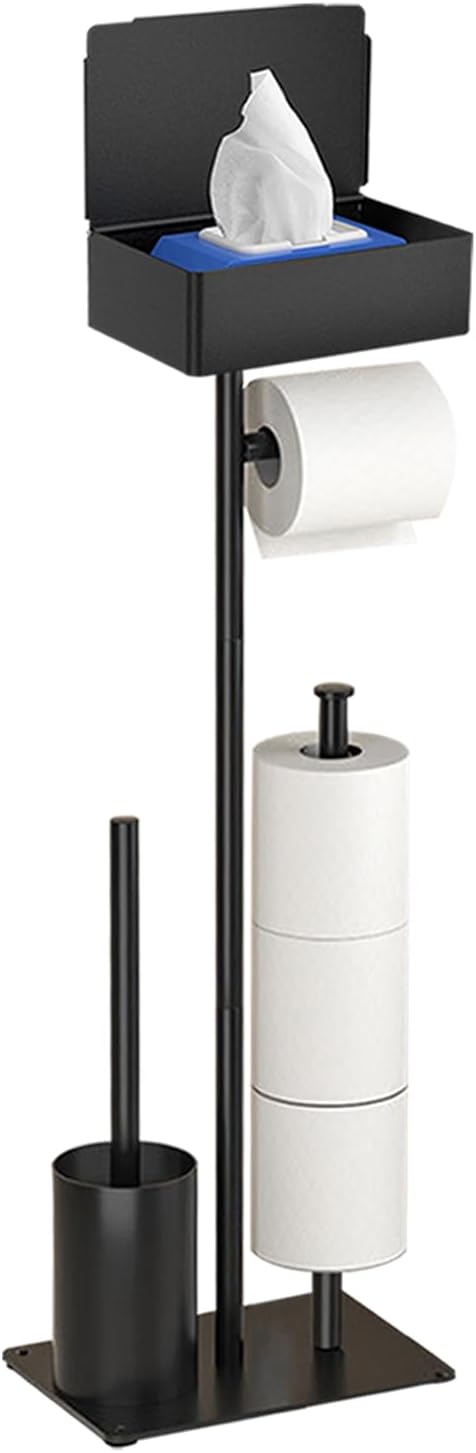Porte Papier Toilette Avec Brosse Wc - Porte Rouleau Debout En Acier Inoxydable, Ensemble Brosse Et Dérouleur Papier Aucun Perçage Requis