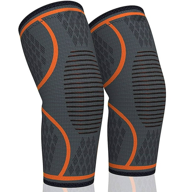 Knee Braces For Knee Pain Women & Men - Knee Brace For Knee Pain Set, Knee Brace Compression Sleeve, Knee Braces For Knee Pain Meniscus Tear, Acl & Arthritis Pain Relief - 2 Pack Knee Sleeves Orange X