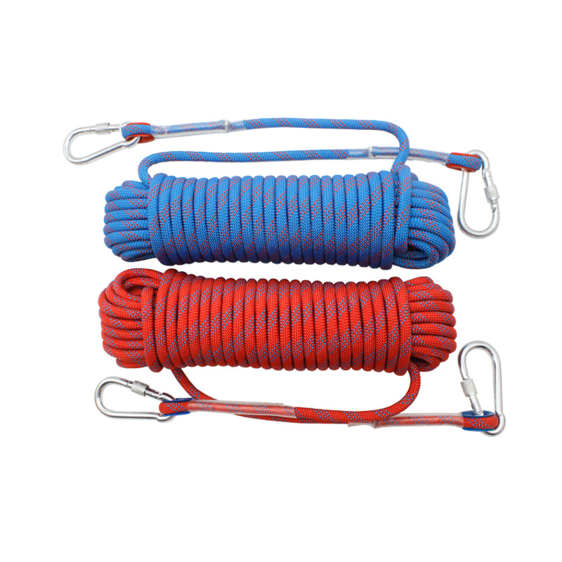 Corde Tressée En Polypropylène Cordes D'Escalade 20m Avec Mousqueton Protection Uv Anti-moisissure Anti-corrosion Multifonctionnel Pour Pêche Alpinisme Camping Sauvetage Randonnée - Orange