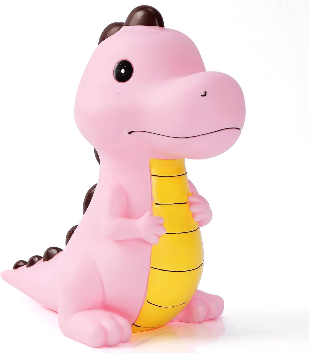 Tirelire Dinosaure (rose), Tirelire Tyrannosaure Rex Incassable, Première Tirelire, Idéale Pour Noël Ou Un Anniversaire, Décoration Pour La Maison (garçons Et Filles)