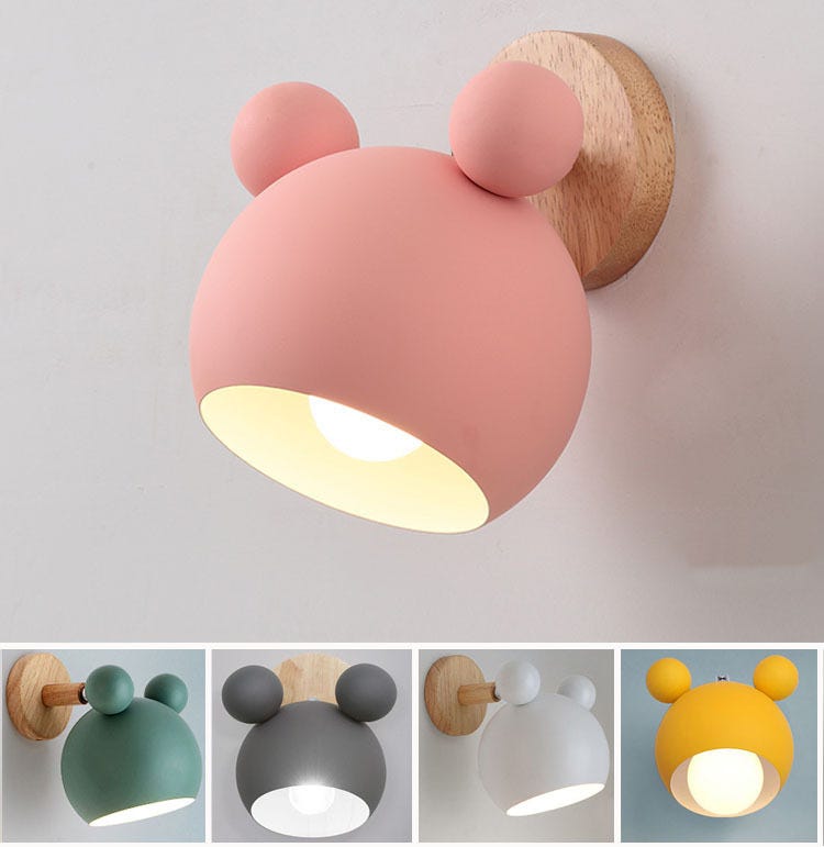 Lemroe Personnalité Créative Mickey Applique Murale Bûche (rose, Sans Source De Lumière)