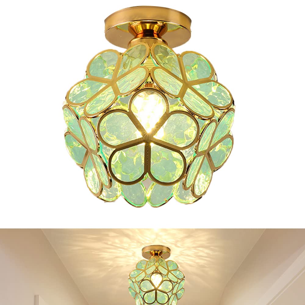 Lustre, Plafonnier En Verre De Fleur De Cerisier Lustre En Fleur Lampe Lustre En Forme De Pétale Éclairage Suspendu Abat-jour Rose Transparent Plafonnier Couloir Salon (couleur Chaude)