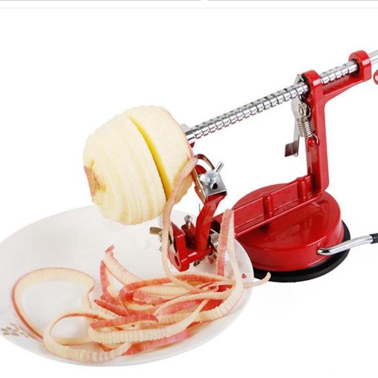 Éplucheur À Pommes Avec Lames En Acier Inoxydable Et Base À Ventouse Puissante Pour Pommes, Poires, Pommes De Terre (rouge)