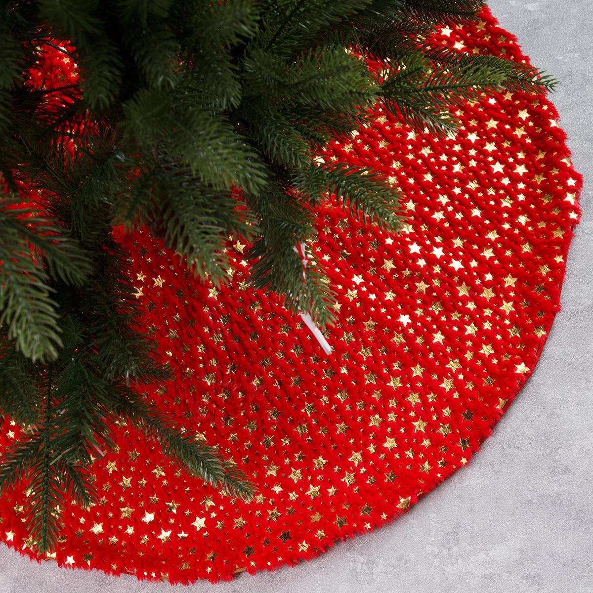 Robe De Sapin De Noël En Peluche Imprimée À Cinq Étoiles, Motif Sapin Rouge En Peluche.