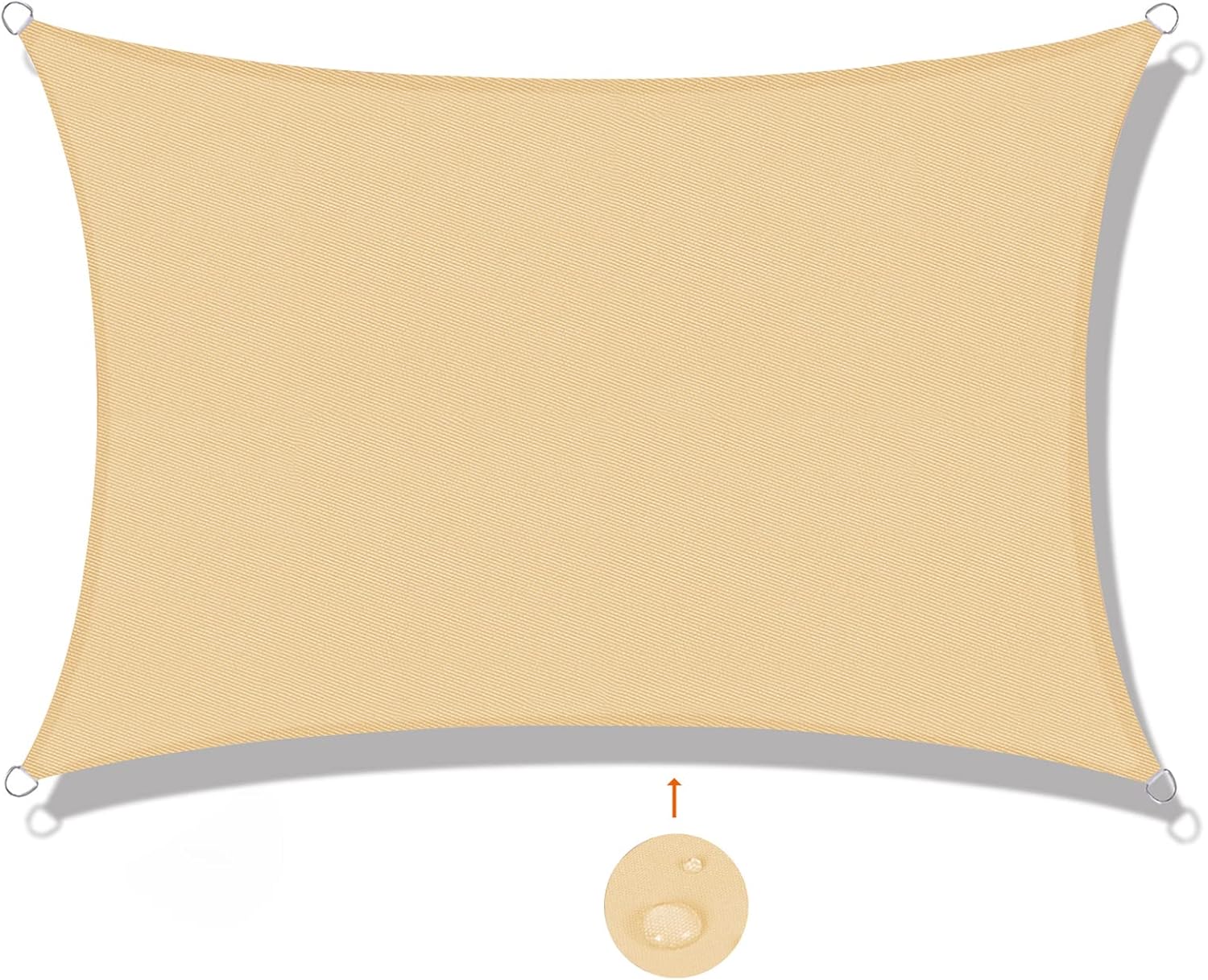 Voile D'Ombrage (hdpe) Rectangulaire 4 X 5m Sable Protection Des Rayons Uv Pour Terrasse Camping Extérieu Jardin