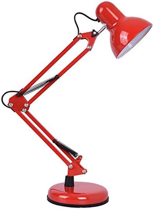 Lampe De Bureau, Lampe De Table À Bras Pivotant, Lampe De Lecture E27, Position De L'Abat-jour Réglable, Lampe D'Architecte Pour Étudiants En Bureau Pour Lire Au Lit (rouge)