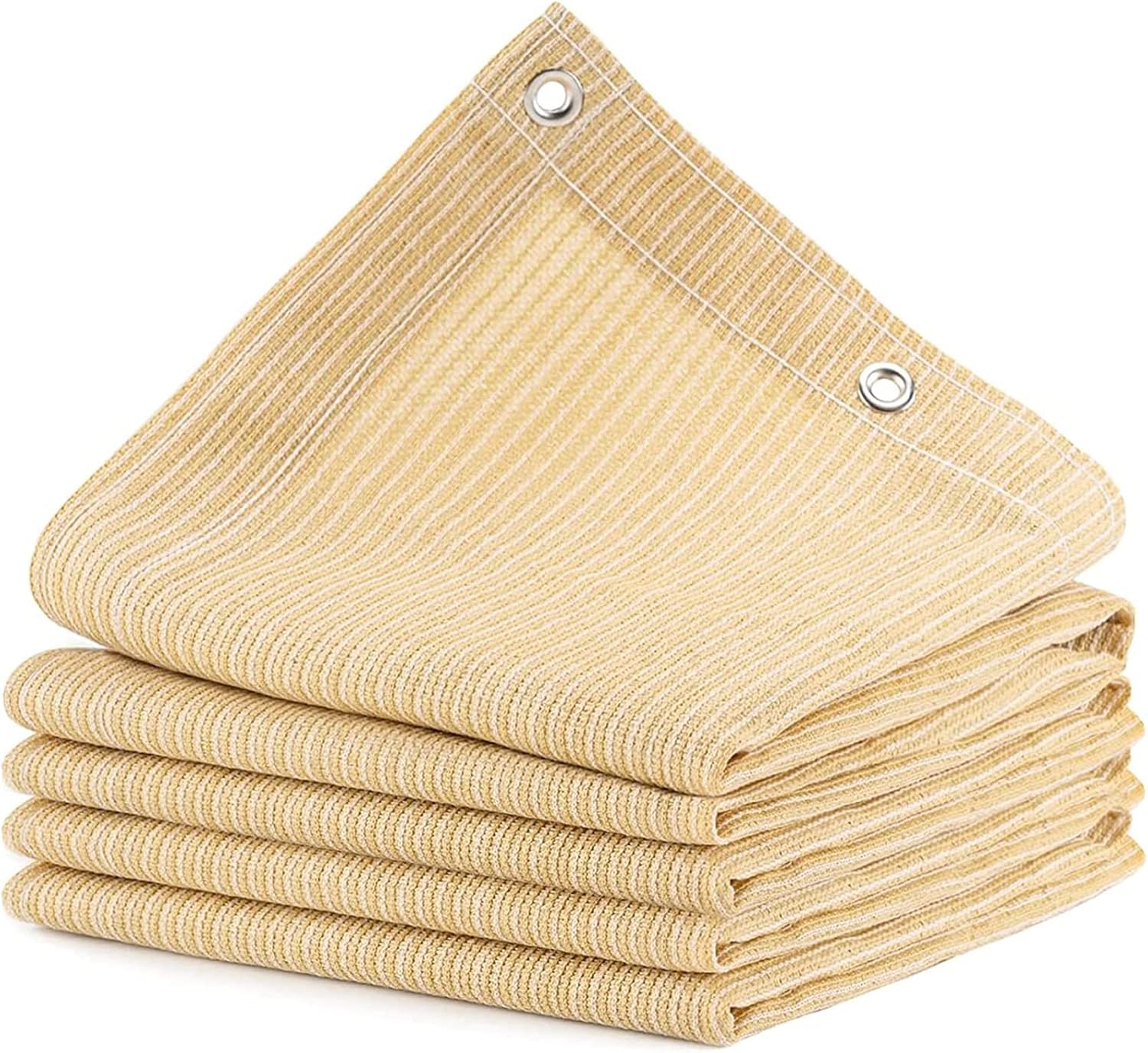 Voile D'Ombrage Protection Solaire Toile Rectangulaire, Hdpe 95% Anti-uv Auvent De Voiture, 1mètre 1 Trou, Sable(3x6m)