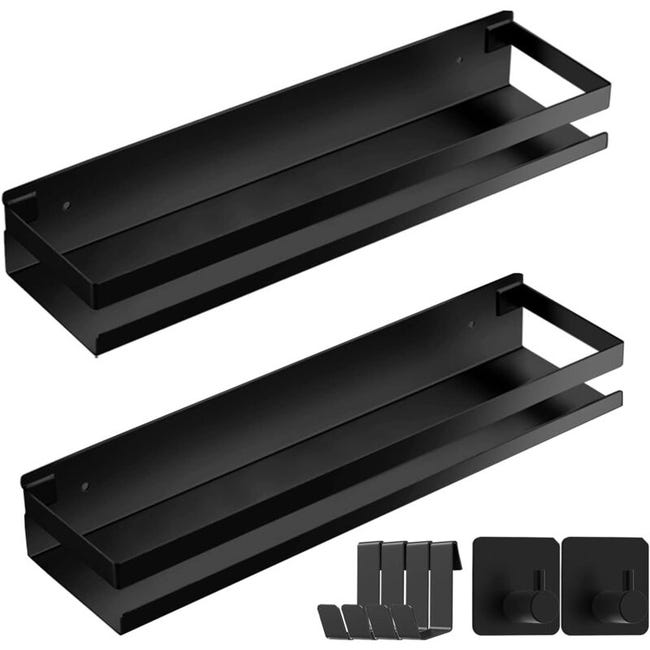Lot De 2 Etagere Douche Sans Percage, Douche Etagere Salle De Bain Noir Étagère Douche Acier Inoxydable Etageres Douche Murale 30cm