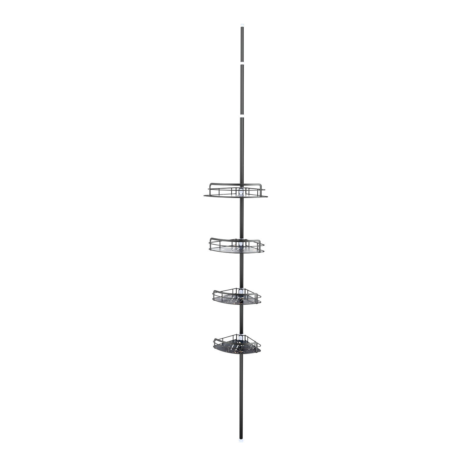 Etagere Douche - Etagere Telescopique Douche Sans Percage, Tablette D'Angle Réglable En Hauteur Avec 4 Paniers, Noir