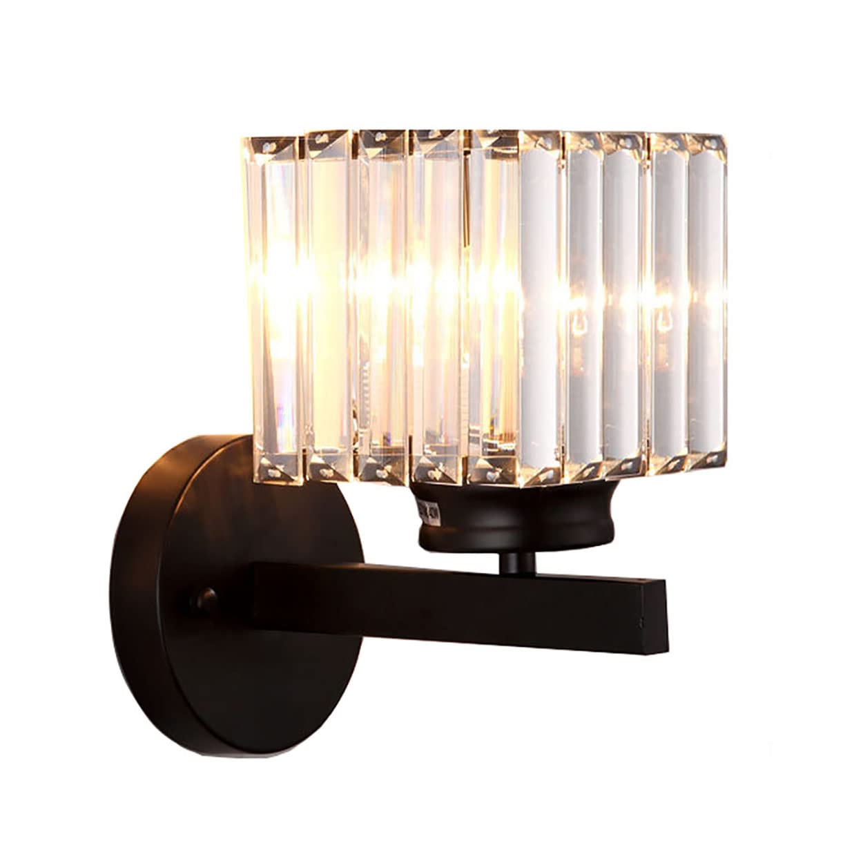 Applique Murale Rétro En Cristal, Lampe Murale Moderne En Cristal Noir E27, Appliques Murales Pour Chevet Chambre À Coucher Salon Couloir Salle À Manger Couloir
