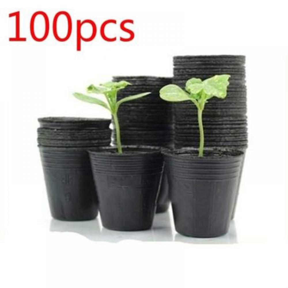 Lot De 100 Pots De Culture Noirs En Plastique Pour Plantes, Semis Et Fleurs, Destinés À La Pépinière Et Au Jardin.