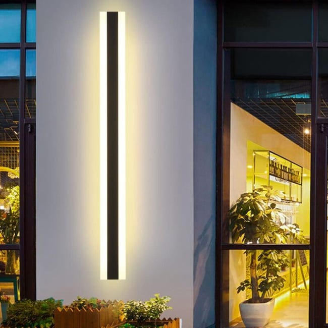 Applique Murale Led Longue Bande Applique Murale Extérieure Ip65 Étanche Noir Longue Bande Lampe De Jardin - 80cm, Lumière Chaude (sku Produit : 95197179 Sku Offre : Lehuamwj156)