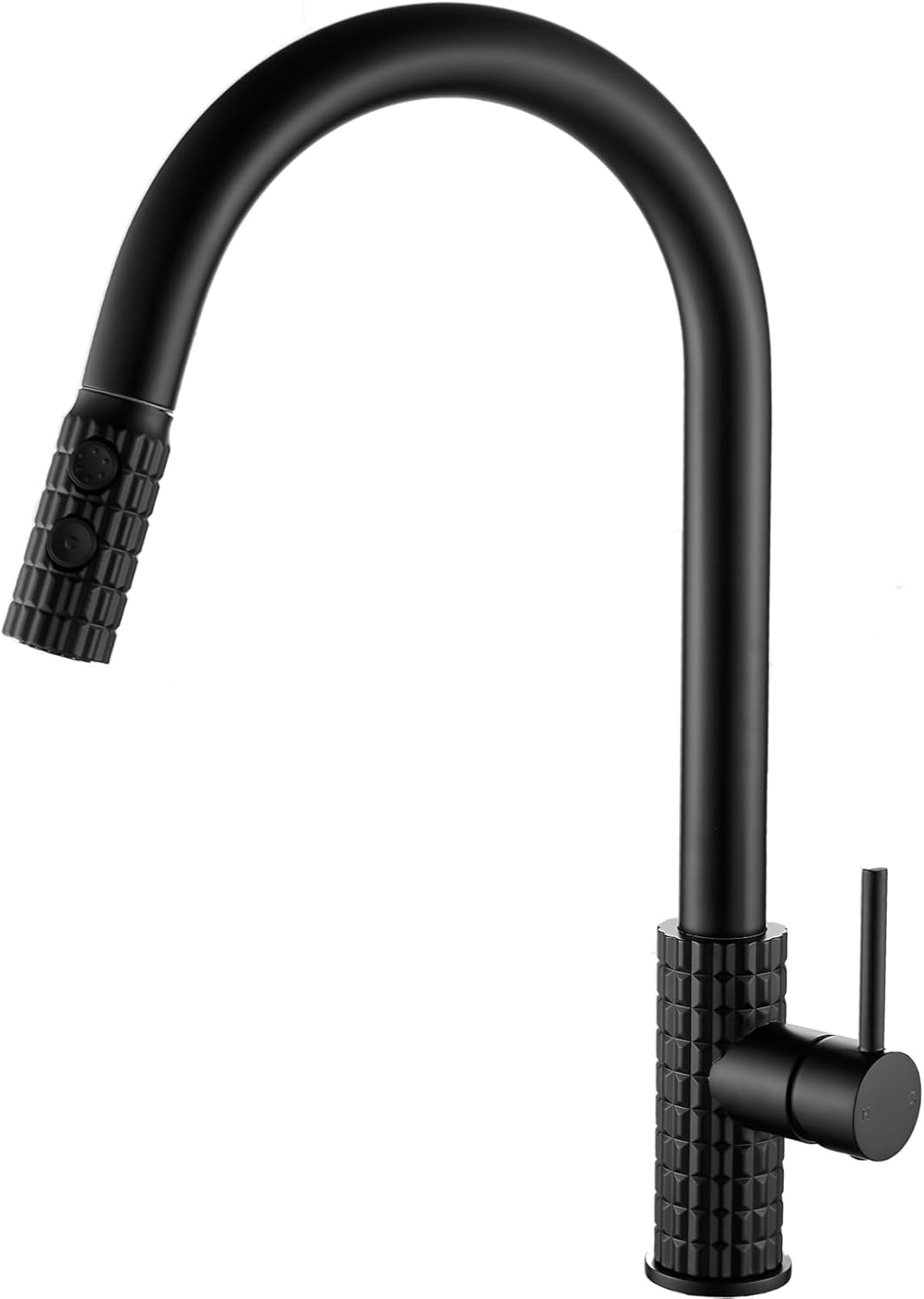 Robinet De Cuisine Noir Haute Pression Avec Douchette Extensible, Mitigeur Pivotant À 360°