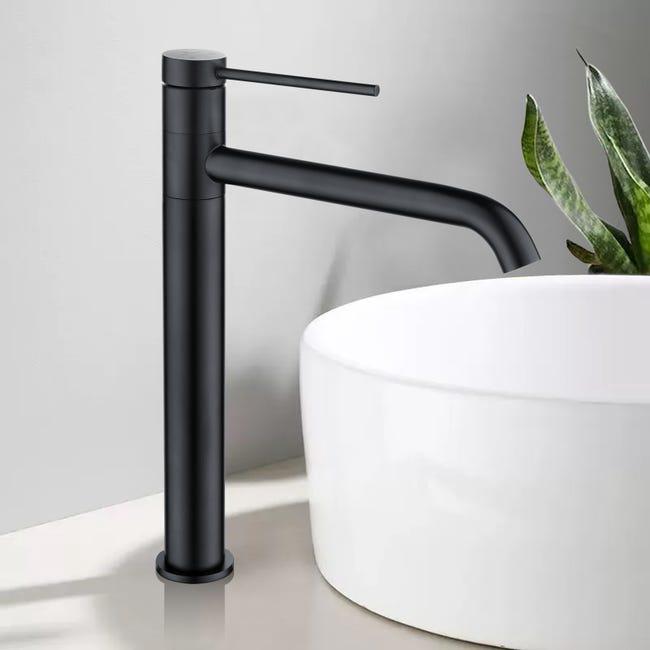 Noir Mitigeur De Lavabo Robinet Salle De Bain Haut Robinet Pour Vasque Bec Pivotant 360° En Inox Ss304 Pour Salle De Bain