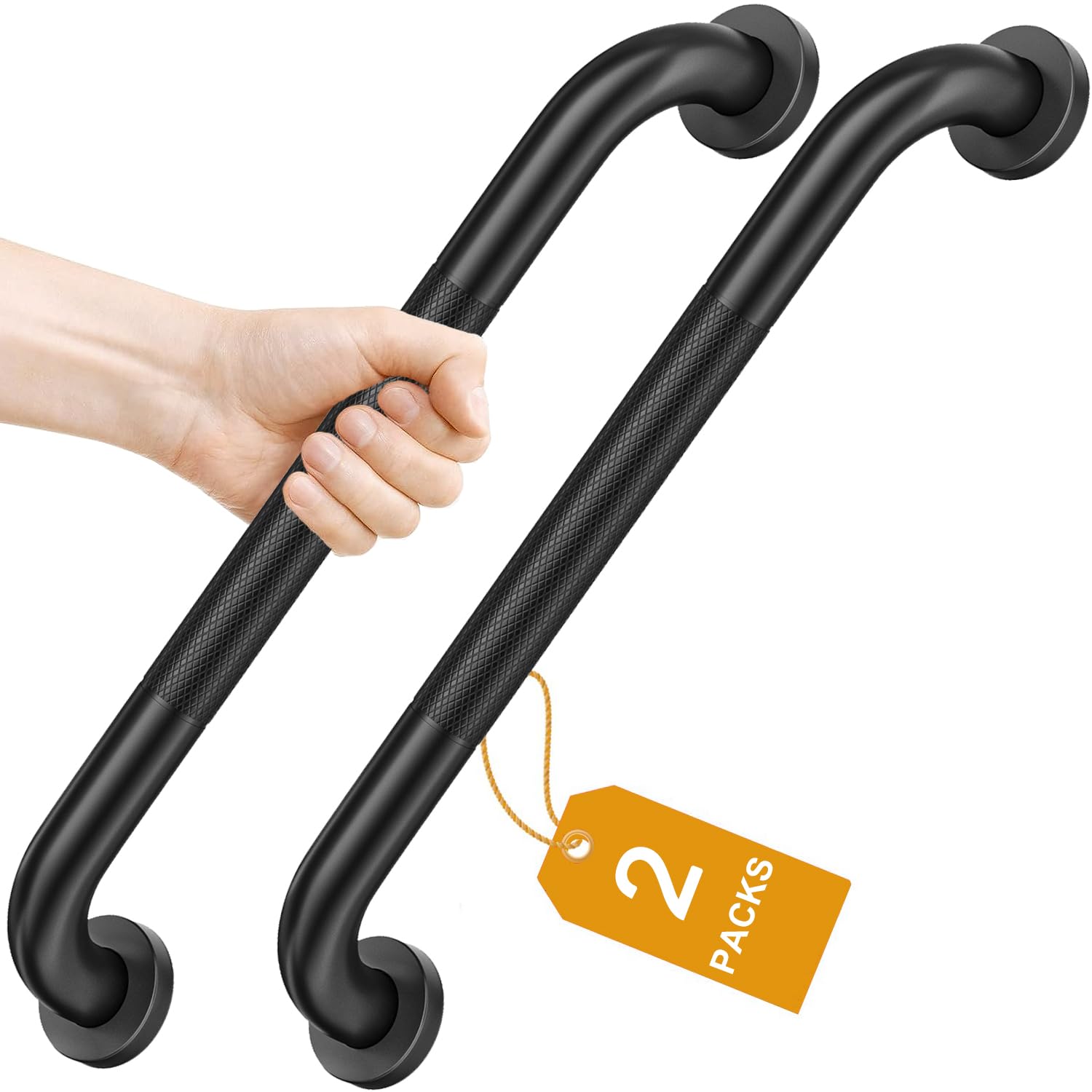 Pièces Barre D'Appui En Acier Inox Poignée Avec Poignée Moletée Antidérapante De Baignoire De Salle De Bain Pour Personnes Âgées/handicapées/enfants/enceinte 41cm-noir Mat