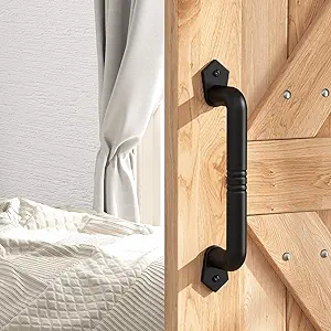 Poignée De Porte Coulissante De Grange Noire, Poignée En Acier Au Carbone Noir