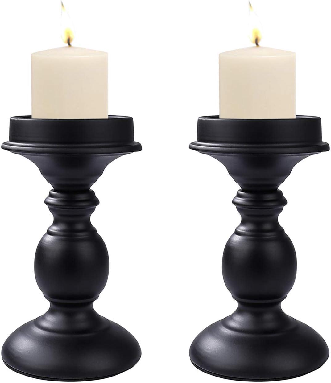 Bougeoirs En Métal Noir, Lot De 2, Style Rétro, Pour Mariage, Centre De Table, Décoration De Table Pour Fêtes, Noël, Saint-valentin, Halloween