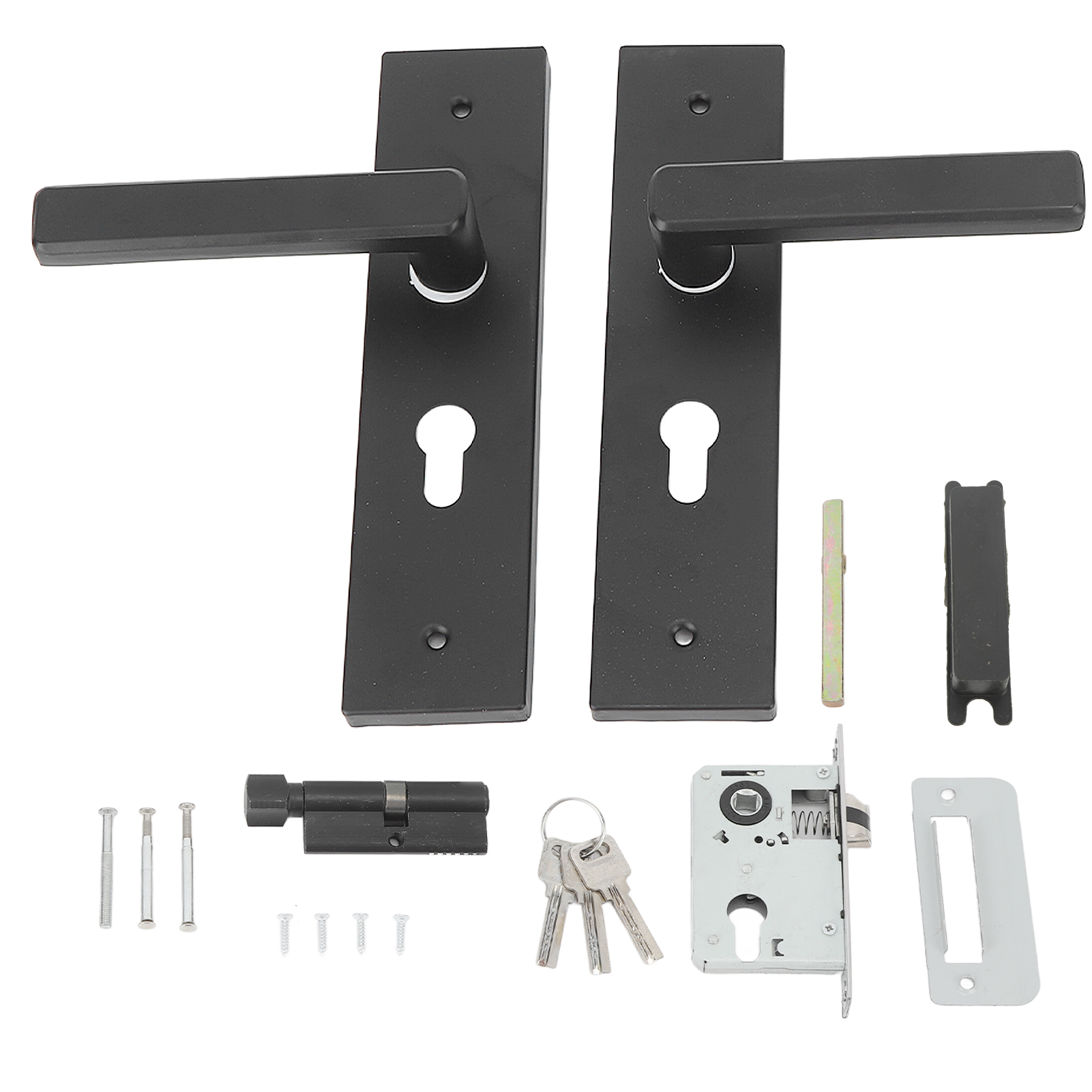 Poignée De Porte Noire Avec Serrure Et Clés Pour Chambre Et Salle De Bain