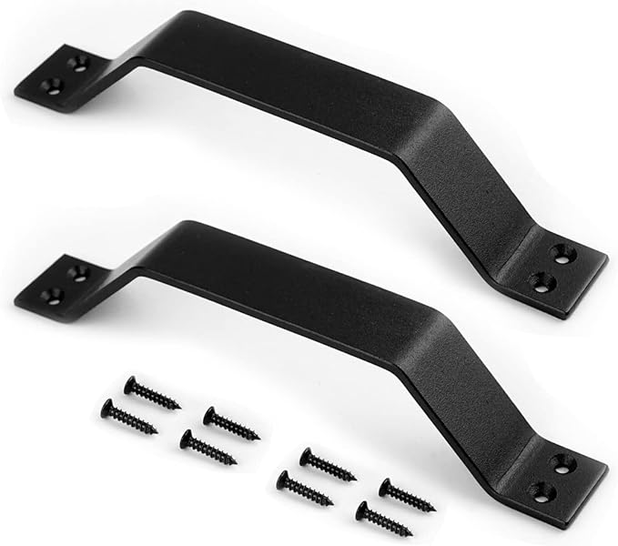 Poignée De Porte Coulissante De Grange, Ensemble De Poignées De Porte Noires (2 Pièces)